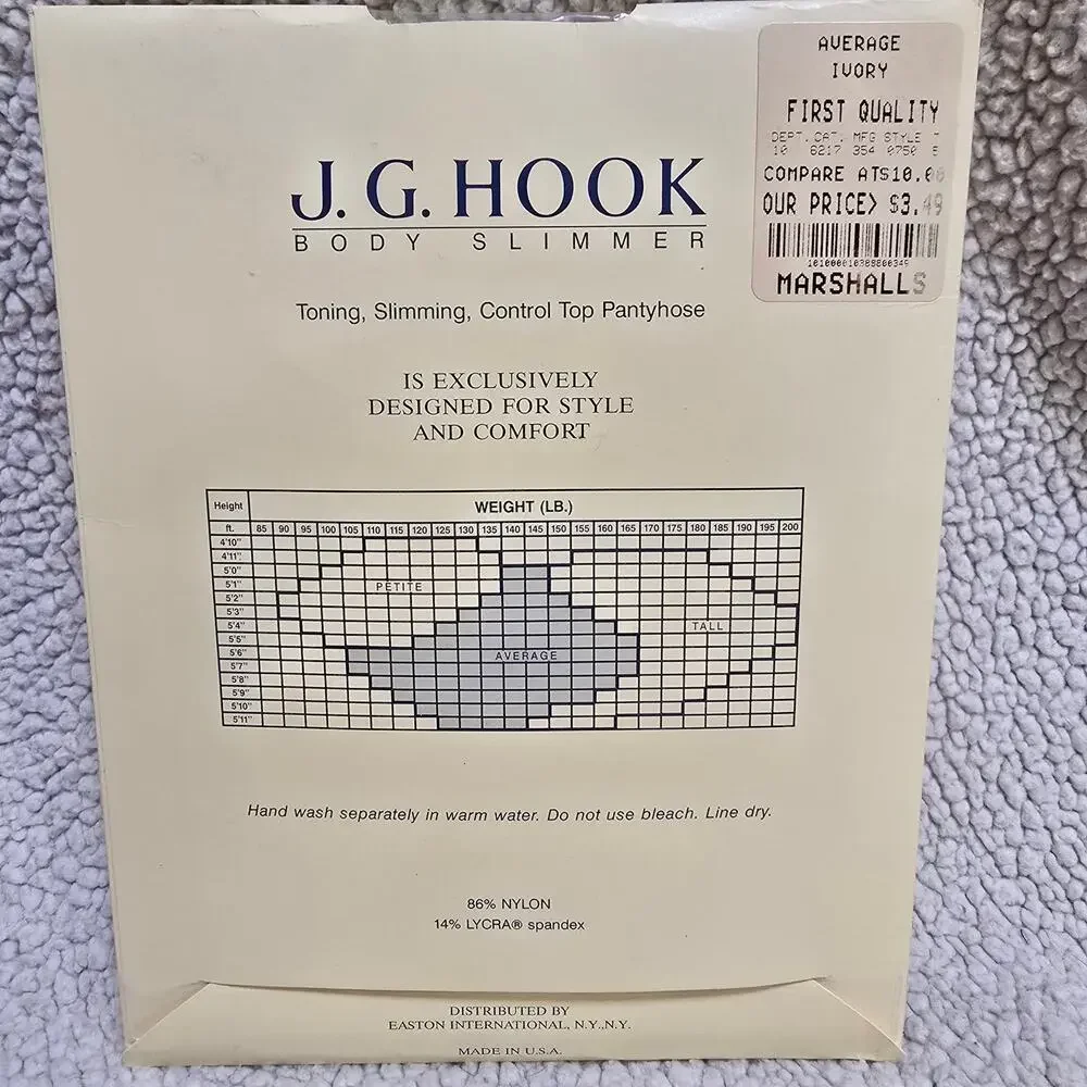 Vintage J.G. Hook Pantyhose Lot 3 Average Ivory Navy Control Top Deadstock